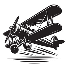 Vintage aeroplane illustration on white background, Old aircraft illustration. elements for logo, label, emblem, sign. illustration