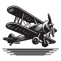 Vintage aeroplane illustration on white background, Old aircraft illustration. elements for logo, label, emblem, sign. illustration