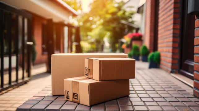 Cardboard boxes on porch