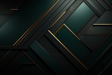 Abstract geometric design with black and gold accents.