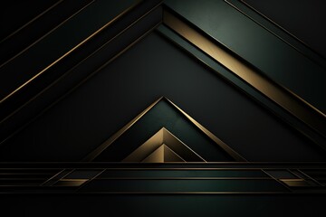 Obraz premium Abstract geometric design with black and gold shapes.