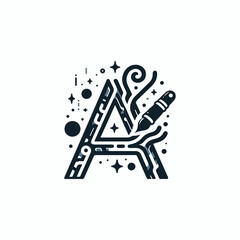 Creative 'A' letter logo icon vector art illustration.