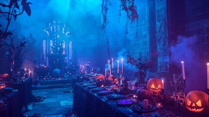 A fantasy-themed Halloween party featuring gothic decors