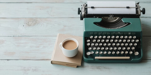 Vintage Typewriter, Coffee & Book: A Writer's Dream