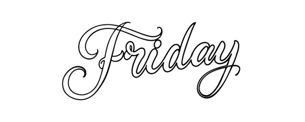 the word Friday in one line. calligraphic text. Vector illustration