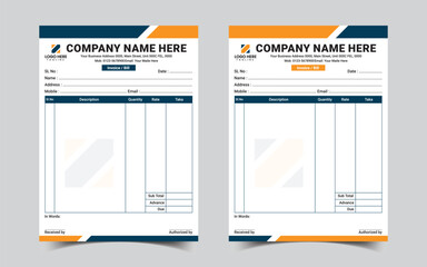 Corporate invoice receipt book design template