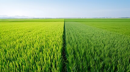 Fototapeta premium Beautiful and colourful abstract landscape, with rolling hills, green wheat fields and yellow rape fields