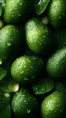 Avocado with Water Drops, Photo Realistic, Abstract Image, Texture, Pattern Background, Wallpaper, Cover and Screen of Smartphone, Cell Phone, Computer, Laptop, 9:16 and 16:9 Format