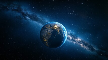 Obraz premium Earth with the Milky Way galaxy in the background seen from space