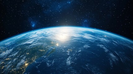 Fototapeta premium Earth in space with clear visibility of continents and oceanic details