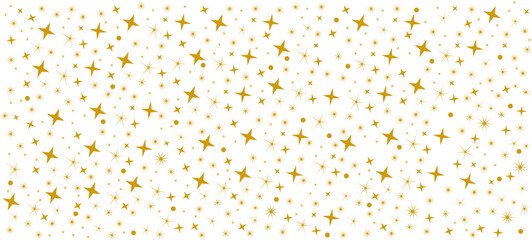 Stars and sparkles border in wave shape. Golden stars vector. Christmas decoration. Vector illustration