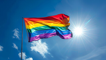 Gay flag on sky background