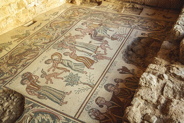 Ancient Mosaic Artwork from Madaba, Jordan - Beautifully Preserved Historical Pieces