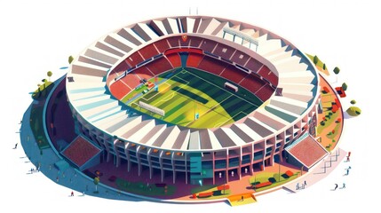 Isometric View of a Soccer Stadium with Surrounding Greenery