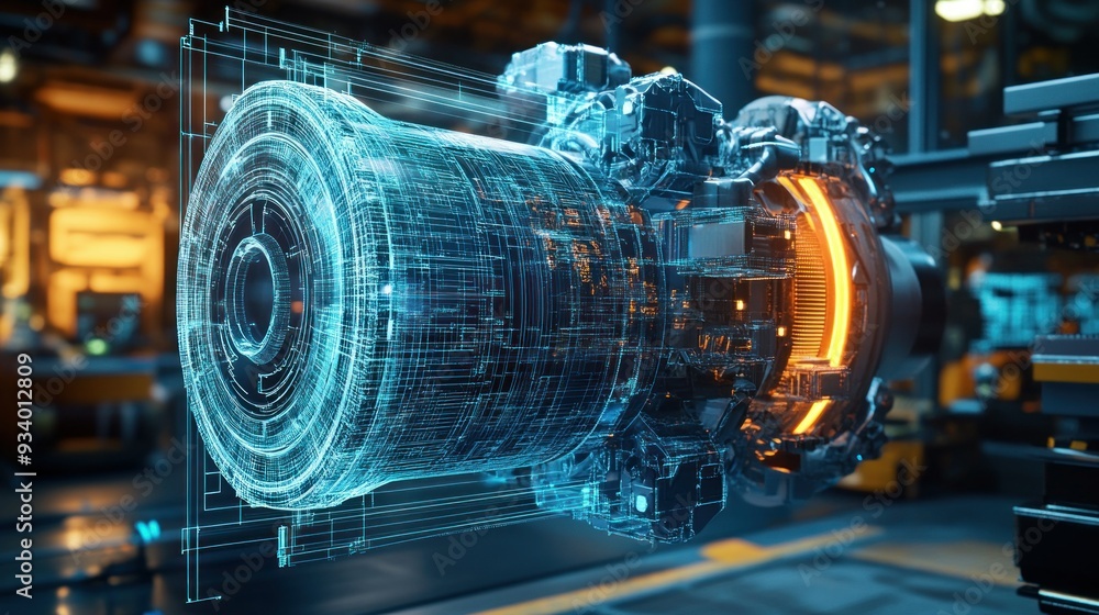 Poster Digital Hologram of a Complex Machine Part