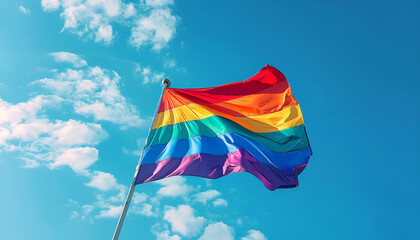 Gay flag on sky background