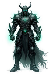 Cursed Knight with Glowing Eyes , dark fantasy aesthetic, high-detail illustration, epic fantasy artwork, character concept art, rich color palette, dark and gritty style.