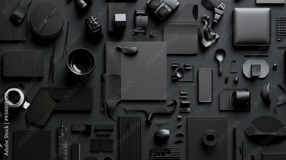 Poster Black and Grey Abstract Geometric Shapes and Objects