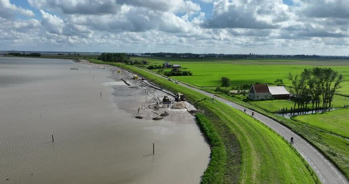 The Oosterkerk or Sint Antoniuskerk in Hoorn, The Netherlands. a church, built in Gothic style. Aerial view.