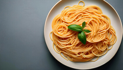 Close up shot of spaghetti on the table