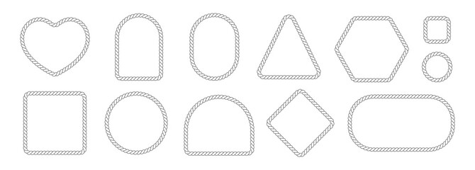 Rope frames elements set isolated on white background. © lanastace