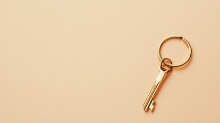 Golden Key on a Peach Background