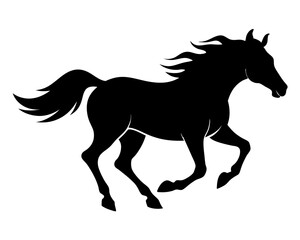 A silhouette of a running horse.