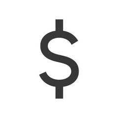 A Grey Dollar Sign Icon on a White Background