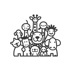 A Group of Cartoon Animals in a Circle