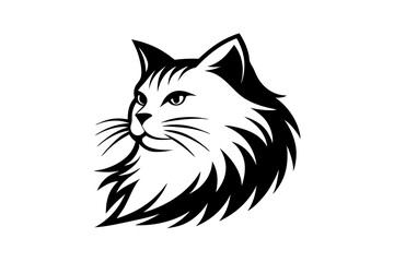 A vector logo featuring a cat's face 