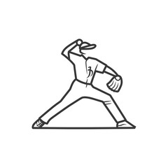Obraz premium A Line Drawing of a Baseball Pitcher Throwing a Ball