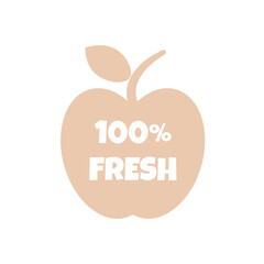 100% fresh products sticker, label, badge and logo