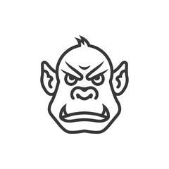 Fototapeta premium A line drawing of an angry frowning ogre like face
