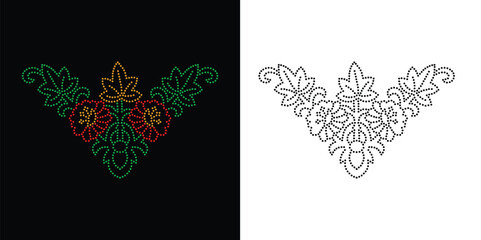 Rhinestone flower vector Design. Unique modern rhinestone flower vector design, element vector design for Illustration of rhinestones in the form of a necklace. Flower Transfer Rhinestone.