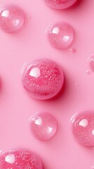 Red Soap Bubbles on Pink Background, Abstract Image, Texture, Pattern, Wallpaper, Cover and Screen of Smartphone, Cell Phone, Computer, Laptop, 9:16 and 16:9 Format