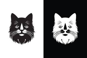 Cat head victor icon with white and black background.