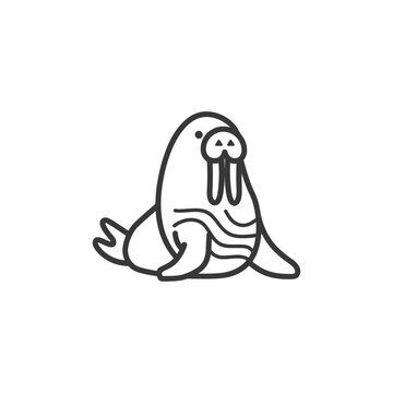 recommend clip art: A Line Drawing of a Walrus with Its Tusks Showing