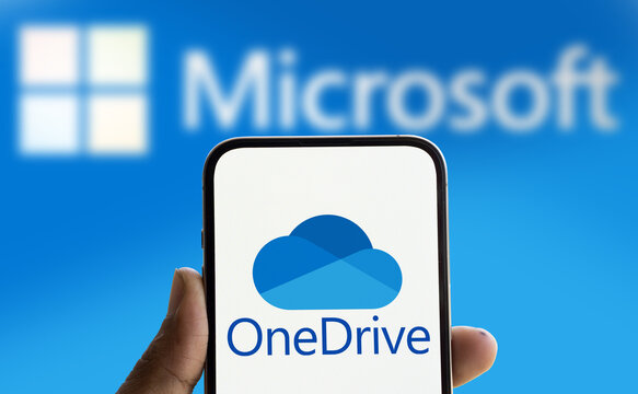 Dhaka, Bangladesh- 22 Aug 2024: Microsoft OneDrive logo is displayed on smartphone.