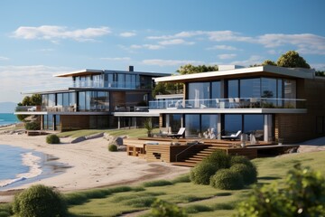 Obraz premium Modern Beach House with Stunning Ocean Views