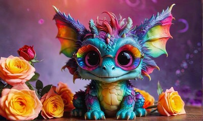 Obraz premium Baby Dragon with Sunglasses