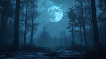 Fototapeta premium Mystical Moonlight Forest