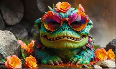 Colorful Creature with Sunglasses