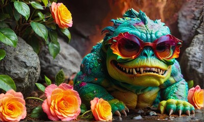 Colorful Creature with Sunglasses