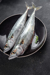 mackerel fish raw seafood fresh meal food snack on the table copy space food background rustic top view 