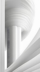 Fototapeta premium White Cones, Bars, Tubes, Vases, on White Background, Abstract Image, Texture, Pattern, Wallpaper, Cover and Screen of Smartphone, Cell Phone, Computer, Laptop, 9:16 and 16:9 Format