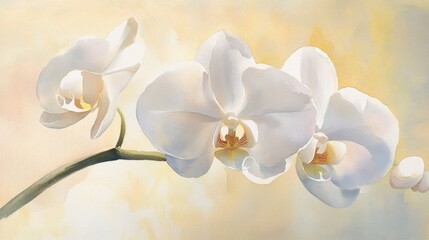Obraz premium Watercolor artwork of a white orchid