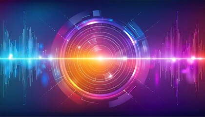 abstract colorful background with circles, circles digital color abstract shape background with radio, optical signal concept, radio waves red color, network tower produced radio wave concept