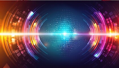 abstract background with glowing circles, Digital circles round background for tech, AI, data, audio, graphics