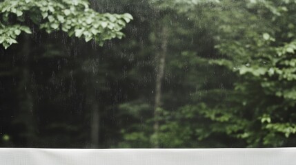 Fototapeta premium A forest with trees and a misty sky