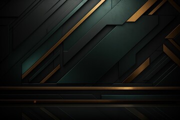 Obraz premium Abstract geometric pattern of dark green and gold.